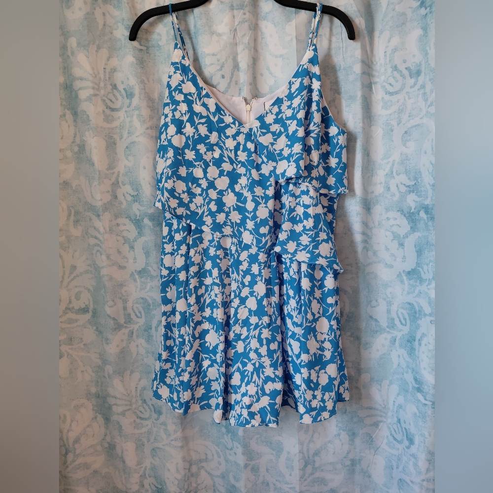 Blue and White Floral Romper